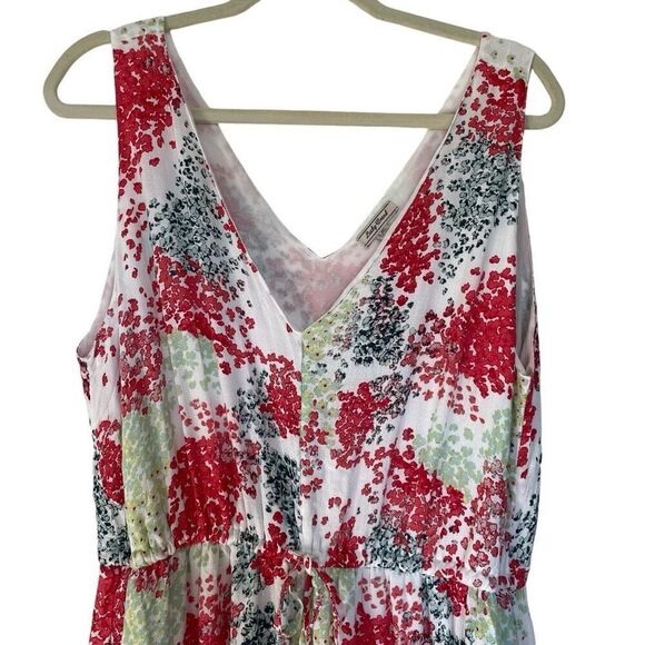Lucky Brand Floral Drawstring Waist Long Maxi Dress Women’s Large, Sleeveless - Picture 2 of 5